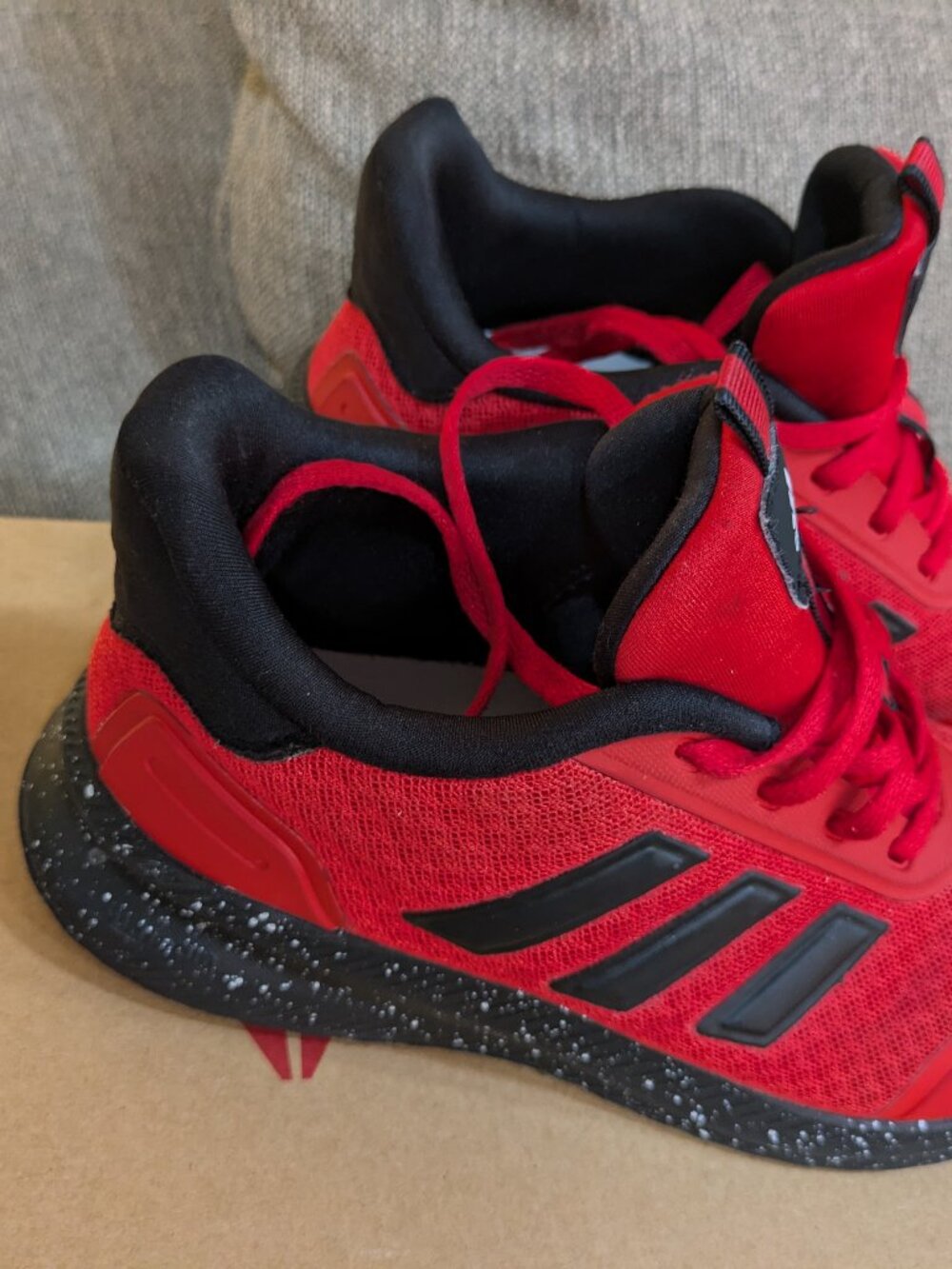 Adidas X_PLRPATH K Kids Size 4 Red Black Speckled Good Condition